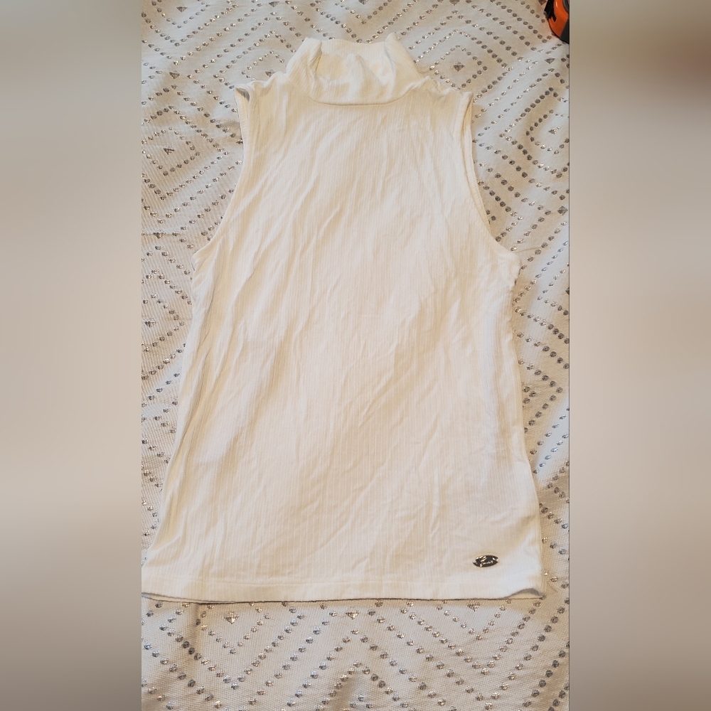 White Turtleneck Sleeveless Formal Dress Top